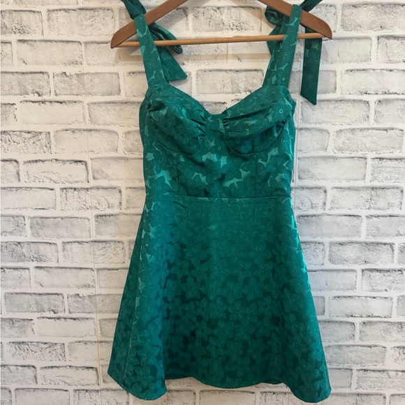 Women’s Lucy in the sky Neila green w/ floral print sleeveless dress Small - Picture 3 of 6